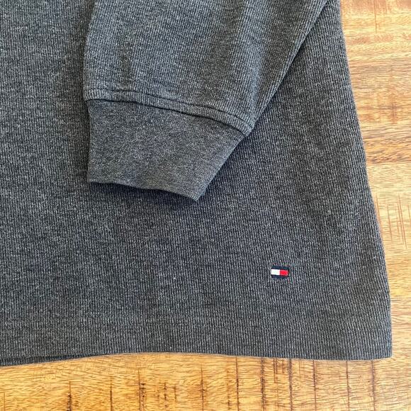 Vintage Tommy Hilfiger Y2K Sweater Mens L High V Neck Grunge Stripe Logo 90s - Picture 3 of 10